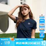 卡帕（Kappa）复古运动短袖女简约休闲T恤针织圆领夏季半袖K0E42TD01D