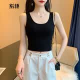 别语 黑色吊带背心女夏季新款内搭外穿运动美背秋冬打底无袖短款上衣 黑色 【u领 短款】 L (96-106斤)