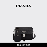 PRADA/普拉达【礼物】男士Re-Nylon和Saffiano牛皮革邮差包 黑色