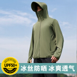 廷毅防晒衣男士冰丝防晒服夏季户外钓鱼服轻薄透气皮肤衣定制LOGO印字 军绿色【可拆卸帽檐】 3XL 【170-190斤】