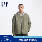 Gap男装2024秋季新款印花logo波浪绗线外套轻薄简约风棉服619672 浅绿色 165/88A(S) 亚洲尺码