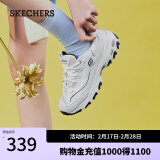 斯凯奇（Skechers）女鞋春季小白熊休闲鞋子厚底增高百搭运动软底老爹鞋99999863 白色/海军蓝色/WNV 40