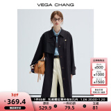 VEGA CHANG风衣女中长款2025春秋新款小个子休闲外套 经典黑 M