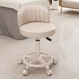 北风之恋吧台椅升降椅高脚凳酒吧椅前台收银台椅子美容旋转椅家用化妆凳子 米白色靠背【米白架-顺色轮】