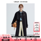 VEGA CHANG风衣女中长款2025春秋新款小个子休闲外套 经典黑 M