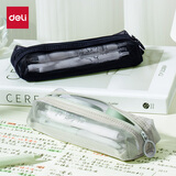 得力(deli)轻韵时光系列网纱小方包扁形笔袋便携手提拉环设计可入考场 中高考考研适用 绿色BC378