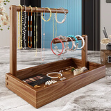 澳洺源实木手串架家用收纳首饰架挂手链佛珠文玩手持饰品架钥匙项链展示 碳化色