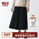 无印良品 MUJI  女式 弹力 起毛 喇叭裙 半身长裙秋冬季 简约风BEK40C2A 黑色 XS