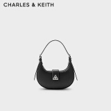 CHARLES&KEITH三角扣新月包腋下包单肩包包女包女友生日礼物CK2-50271205 Noir黑色 S