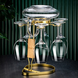 格娜斯 红酒杯套装家用醒酒器红酒高脚杯欧式杯架葡萄酒杯酒具高档轻奢 360ml6只+带把醒酒器+金色杯架