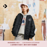 匡威（Converse）官方 秋冬男女美式复古飞行员夹克休闲外套10024169 墨黑色/10024169-A03 L