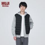 无印良品（MUJI）男式 便携式 无领羽绒背心 羽绒马甲马夹 AD0UGA3A 黑色 S（165/84A）