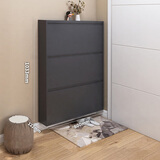 毕威尔12-15cm极窄超薄鞋柜 家用门口入户玄关落地一体靠墙楼道收纳鞋架 【12cm】灰色800宽三层 整装发货-升级加厚