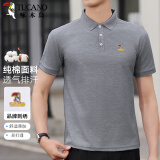 啄木鸟（TUCANO）短袖t恤男纯棉商务休闲经典翻领polo刺绣打底衫上衣男装 麻灰 3XL