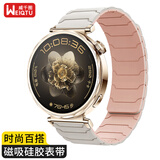 威千图适用华为手表表带GT6/GT5/5pro/GT4/WATCH5铠甲勇士高级感硅胶磁吸 41/42表盘 18MM 星光配粉砂