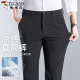 啄木鸟（TUCANO）休闲裤男士夏季商务时尚百搭透气西装裤修身长裤子男装 黑色 33 