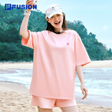 斐乐 FUSION斐乐潮牌女装情侣款针织短袖衫春夏新款凉感防晒宽松T恤 青春粉-PK XS （160/84A/XS）