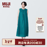 无印良品 MUJI 女式强捻无袖连衣裙女装连身裙子夏季纯棉全棉长裙BC2JNC4S 绿色 S (155/80A)