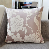 居八佰 奢华提花抱枕欧式客厅沙发靠垫床头靠枕办公室腰枕汽车靠背垫 米色牡丹（雪尼尔提花） 45*45cm抱枕套+枕芯