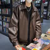SWAMP AREA皮衣纯色男春秋嘻哈外套上衣美式复古机车风夹克 SWC99咖色  L 