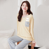 顶瓜瓜顶呱呱睡衣女纯棉春夏圆领长袖可外穿家居服套装女21966  165