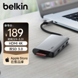 贝尔金（BELKIN）Type-C拓展坞 MacBook扩展坞5合1 电脑USB扩展TF/SD读卡器 iPad投屏HDMI 兼容雷电口 AVC007