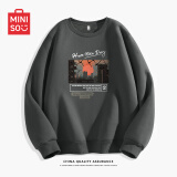 名创优品（MINISO）卫衣男春秋中国风潮牌宽松百搭无帽长袖男士秋冬款圆领休闲上衣服 深灰(日落城市) 3XL (体重180-205斤左右)