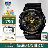 卡西欧（CASIO）男表黑金G-SHOCK双显运动防水时尚腕表 GA-100CF-1A9PR丛林迷彩