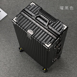 法帝鲨行李箱拉杆箱大容量箱全铝合金密码箱小型登机箱皮箱 曜黑色【钢钉加固铝合金款】 26英寸 【学生住宿】