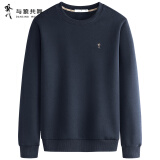 与狼共舞【通勤】刺绣卫衣男圆领2025春季新款宽松套头男装休闲上衣3037 藏青101- 3007 M /170