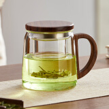 忆壶茶（YIHUTEA） 玻璃茶杯加厚水杯大容量茶水分离杯办公家用泡茶杯子耐热玻璃杯 【透明加厚】木灵杯500ML
