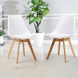 泍易那家 北欧ins风郁金香椅子小户型餐椅家用靠背椅洽谈办公接待皮革椅子 pu款2把装（默认发白色）