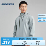 斯凯奇（Skechers）春夏款男子防泼水连帽外套加厚保暖休闲运动户外登山服夹克风衣男 P423M151-03KR寒灰色 XL