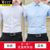 啄木鸟白衬衫男士长袖新款春秋职业上班免烫衬衣服黑色通勤休闲商务正装 10756/CS8066白色+蓝色 XL