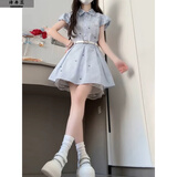诗丹蕊小个子蓝色条纹衬衫连衣裙子女夏季2025新款韩系穿搭气质收腰短裙 条纹蓝 均码 【可备注码数】