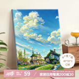 好久不见数字油画diy手绘涂鸦丙烯油彩画夏天绿色风景画画填色手工装饰画