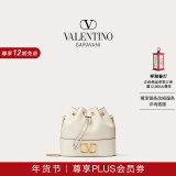 华伦天奴VALENTINO【新年礼物】女士 VLOGO SIGNATURE 迷你羊皮水桶包 浅象牙白色 均码