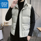 真维斯（Jeanswest）马甲男无袖马夹外套冬季棉马甲男士韩版休闲潮流时尚中男士坎肩 A408-M0678豆绿色 XL （125斤-135斤）