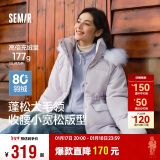 森马（Semir）森马羽绒服女中长款大毛领24冬新款工装风保暖外套109724113016