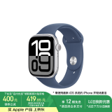 Apple/苹果 Watch Series 10 智能手表GPS款46毫米银色铝金属表壳丹宁色运动型表带M/L MX223CH/B