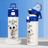 迪士尼（Disney）儿童保温杯双饮吸管水杯子316不锈钢学生便携保温壶400ML太空米奇