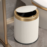 飞达三和家用客厅垃圾桶大号厨房卫生间厕所大容量带盖按压式卧室垃圾桶 奶油白12L【按压开盖+内外双桶】