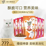 珍致猫咪零食磨牙洁齿成猫幼猫饼干60g鸡牛肉三文鱼喵脆之吻系列 喵脆随机混合口味60g*12包