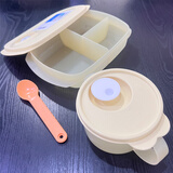 特百惠（Tupperware）可微波加热饭盒 上班族学生午餐便当盒 塑料密封冷藏保鲜饭菜汤碗 思丽康微波午餐3件套-奶黄色