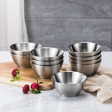 Momscook不锈钢碗家用饭碗汤碗餐具 双层隔热防烫耐用学生儿童饭堂用成人用 10只装（JAW12P10）