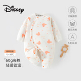 迪士尼婴儿衣服60g新生幼儿连体衣夹棉满月宝宝爬爬服百天睡衣春秋冬季