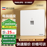 飞利浦（PHILIPS）开关插座面板S20正斜五孔插座16a空调插座带开关86型插座一开五孔 网络插座（六类）