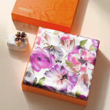 杭丝路真丝丝巾女士围巾胸针方巾礼盒桑蚕丝新年送妈妈生日礼物花韵