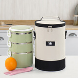 鸣固圆筒保温包饭盒袋圆形便当包加厚铝箔保温箱大容量保温桶背奶包