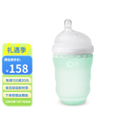 Olababy 硅胶奶瓶240ml欧拉宝贝彩趣仿真母乳防摔断奶好物奶瓶 薄荷绿奶瓶 240ml 配中速奶嘴